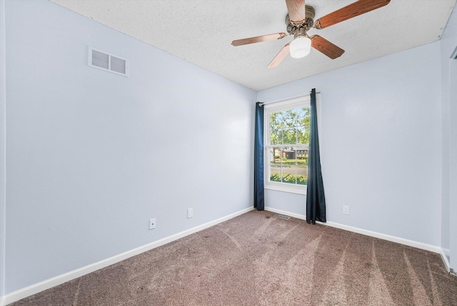 13659 W Cedarbend Dr, Homer Glen, IL 60491 - spare room featuring carpet, a textured ceiling, and a ceiling fan