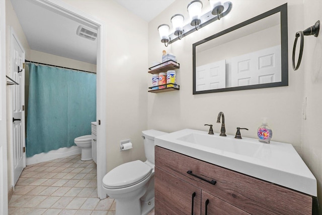 13659 W Cedarbend Dr, Homer Glen, IL 60491 - bathroom with vanity, a shower with shower curtain, and tile patterned flooring