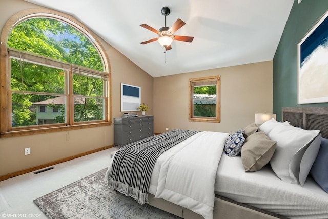 723 N River Rd, Algonquin, IL 60102 - bedroom with lofted ceiling, carpet flooring, and a ceiling fan