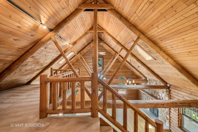 723 N River Rd, Algonquin, IL 60102 - corridor featuring an upstairs landing and wooden ceiling