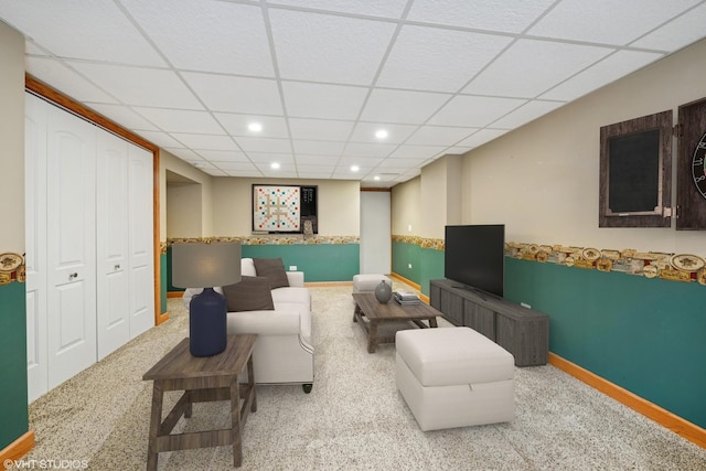 723 N River Rd, Algonquin, IL 60102 - carpeted living area featuring a paneled ceiling and recessed lighting