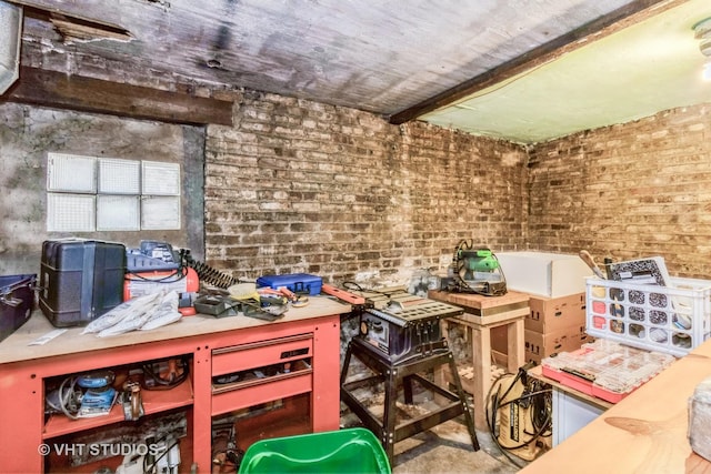 1133 N Spaulding Ave, Chicago, IL 60651 - miscellaneous room with a workshop area and brick wall