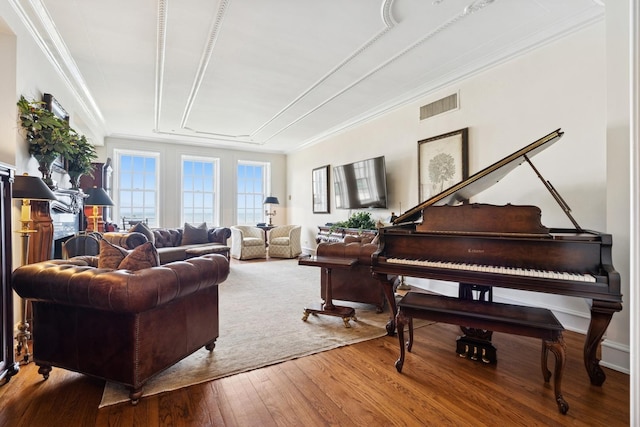 219 E Lake Shore Dr Unit 8C, Chicago, IL 60611 - living area with crown molding and hardwood / wood-style floors
