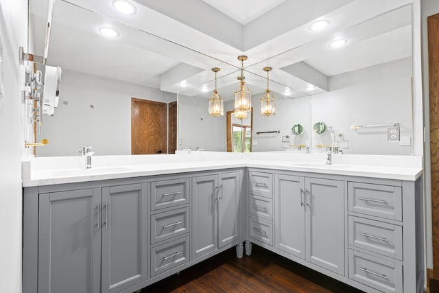5357 Winding Creek Dr Unit 5357, Rockford, IL 61114 - bathroom with double vanity, recessed lighting, and wood finished floors