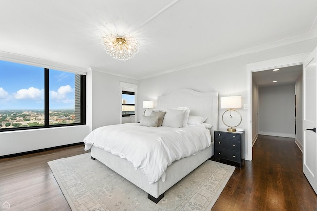 3150 N Lake Shore Dr Unit 29F, Chicago, IL 60657 - bedroom featuring dark wood-type flooring and crown molding