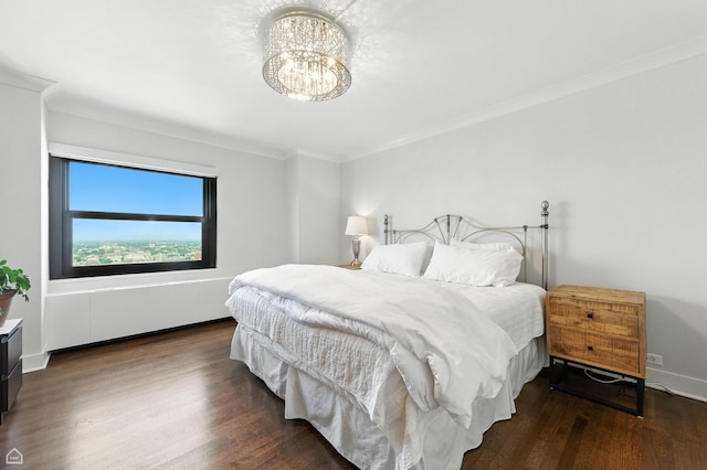 3150 N Lake Shore Dr Unit 29F, Chicago, IL 60657 - bedroom with wood finished floors, a chandelier, and ornamental molding