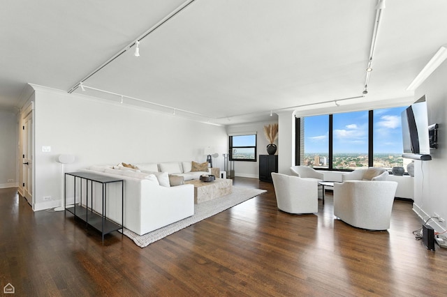3150 N Lake Shore Dr Unit 29F, Chicago, IL 60657 - living area featuring track lighting and dark wood-style flooring