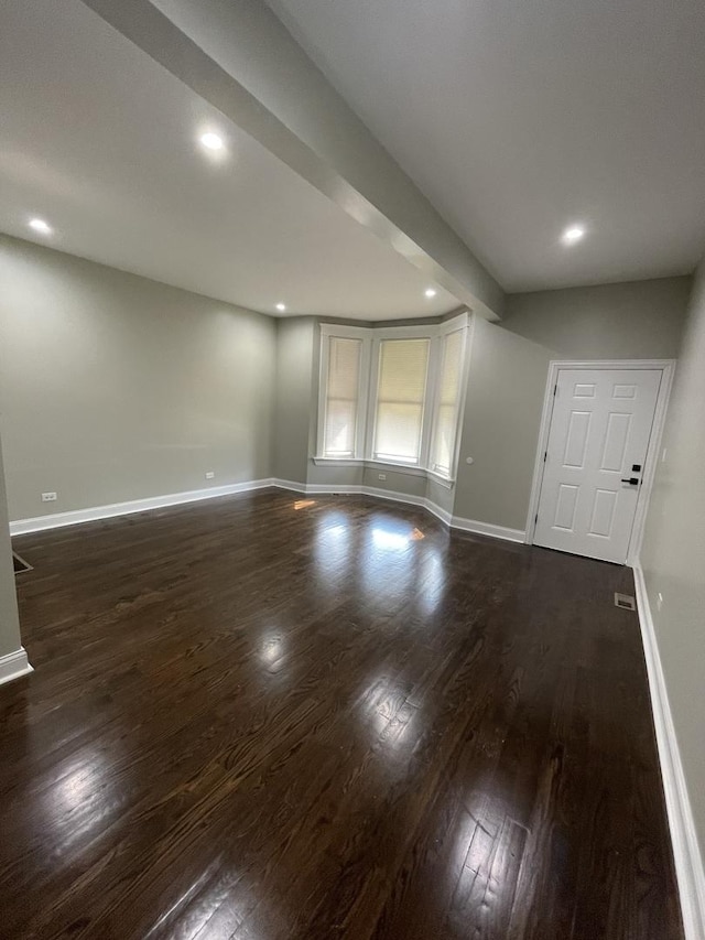 6239 S Bishop St, Chicago, IL 60636 - unfurnished living room featuring dark wood-style floors and recessed lighting