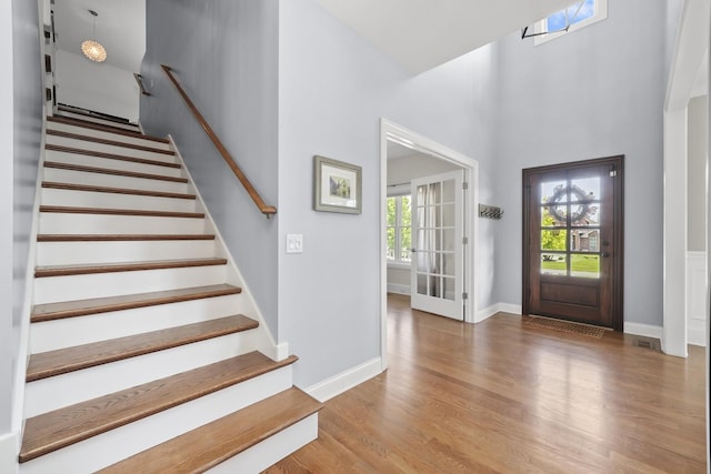 13616 S Erin Dr, Homer Glen, IL 60491 - foyer with wood finished floors, stairs, and a towering ceiling