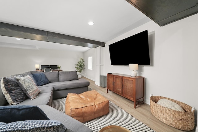 13616 S Erin Dr, Homer Glen, IL 60491 - living room with light wood-style floors, beamed ceiling, and recessed lighting