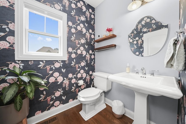 13616 S Erin Dr, Homer Glen, IL 60491 - bathroom with wallpapered walls and wood finished floors