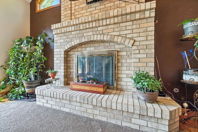 14N924 White Pines Ln, Hampshire, IL 60140 - detailed view of a brick fireplace and stone siding