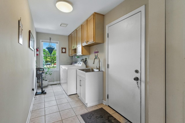 14N924 White Pines Ln, Hampshire, IL 60140 - laundry room featuring cabinet space, independent washer and dryer, and light tile patterned floors