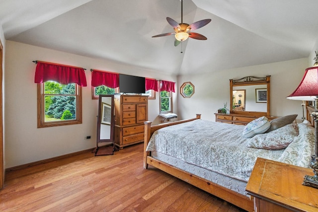 14N924 White Pines Ln, Hampshire, IL 60140 - bedroom with vaulted ceiling, wood finished floors, and a ceiling fan