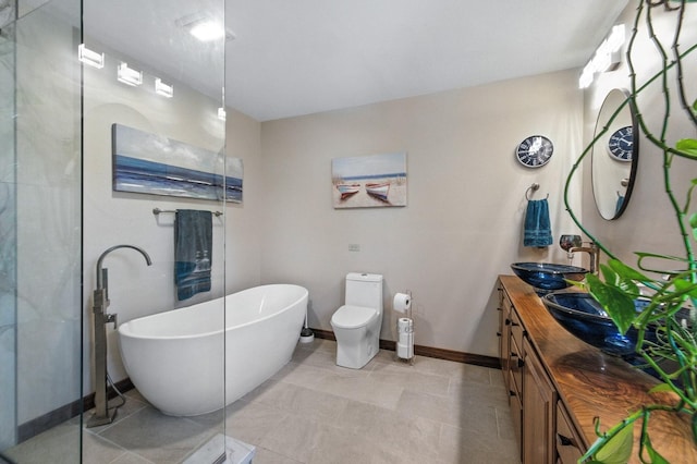 14N924 White Pines Ln, Hampshire, IL 60140 - full bath with a freestanding tub, double vanity, and a shower with door