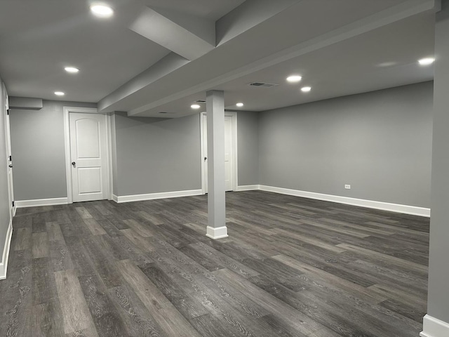 2212 N 2829th Rd, Marseilles, IL 61341 - finished basement with dark wood-style floors and recessed lighting