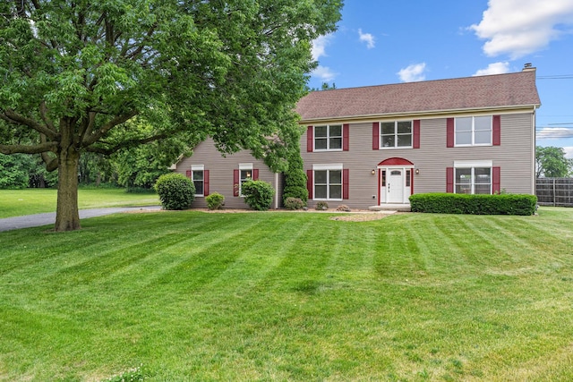 747 Jamestowne Ct, Sleepy Hollow, IL 60118 - colonial inspired home with a chimney and a front yard