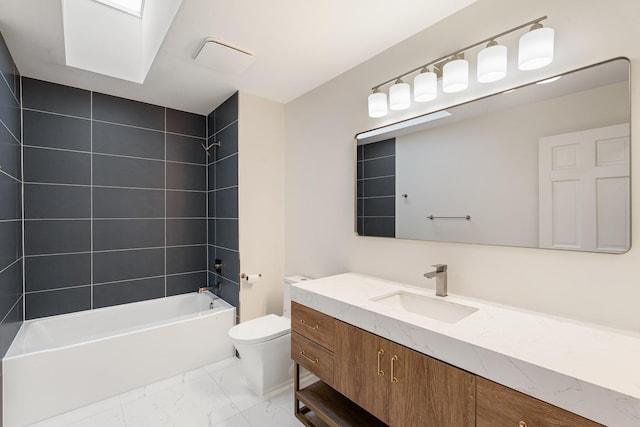 747 Jamestowne Ct, Sleepy Hollow, IL 60118 - bathroom with vanity, marble look tile flooring, and washtub / shower combination