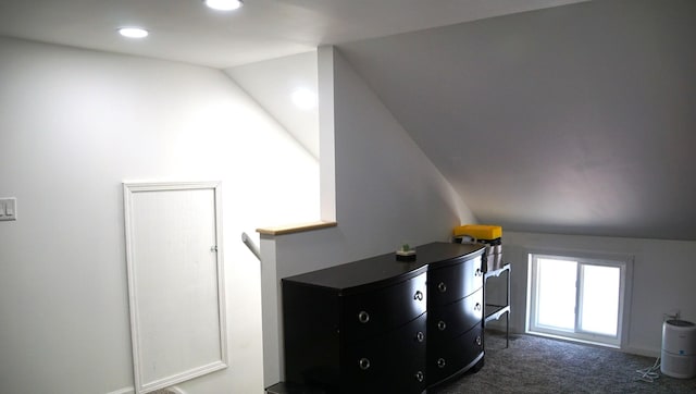 459 Talma St, Aurora, IL 60505 - additional living space featuring vaulted ceiling, carpet flooring, and recessed lighting