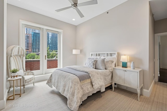 417 E N Water St, Chicago, IL 60611 - bedroom featuring recessed lighting, a ceiling fan, and light carpet