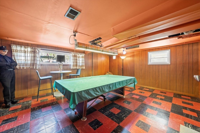 2317 W 50th St, Chicago, IL 60609 - recreation room with tile patterned floors, healthy amount of natural light, wooden walls, and billiards