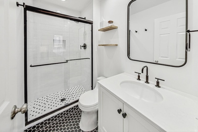 2743 N Wayne Ave Unit B, Chicago, IL 60614 - bathroom with a stall shower, vanity, and recessed lighting