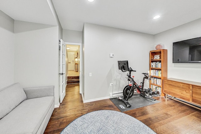 2743 N Wayne Ave Unit B, Chicago, IL 60614 - exercise area with dark wood-style floors and recessed lighting