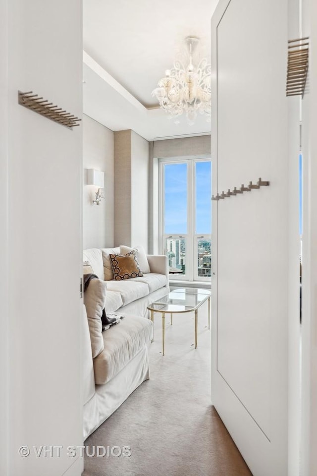 11 E Walton St Unit 4902, Chicago, IL 60611 - living area with a chandelier and carpet floors