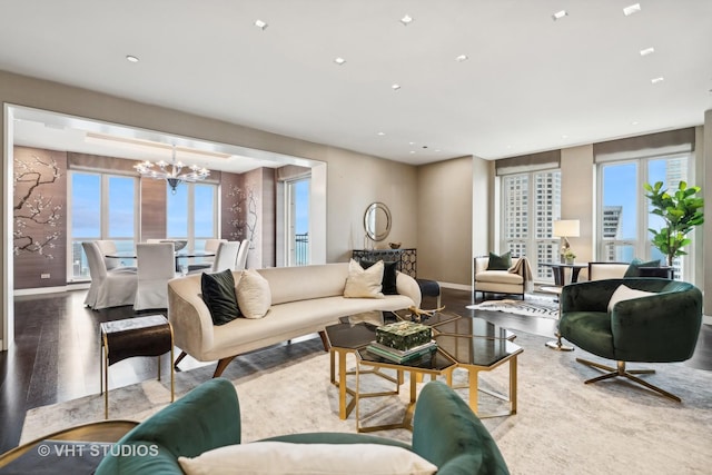 11 E Walton St Unit 4902, Chicago, IL 60611 - living room featuring a chandelier and wood finished floors