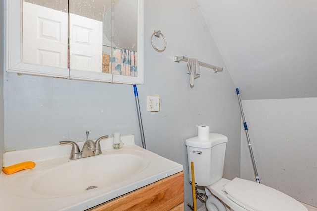 28 W 112th St, Chicago, IL 60628 - bathroom with vanity, lofted ceiling, and a shower with curtain