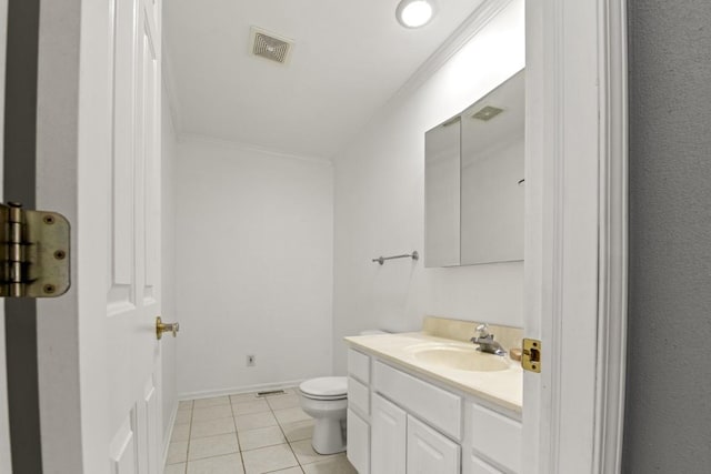 6072 Nimtz Ct, Loves Park, IL 61111 - half bathroom featuring vanity, ornamental molding, and tile patterned flooring