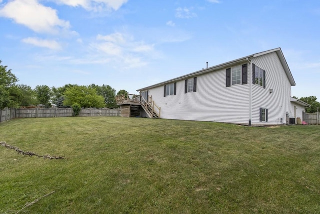 6072 Nimtz Ct, Loves Park, IL 61111 - rear view of property with stairs, a fenced backyard, and a wooden deck