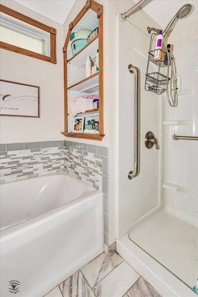 944 E County Line Rd, Beecher, IL 60401 - bathroom with a garden tub and a shower stall