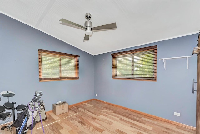 944 E County Line Rd, Beecher, IL 60401 - unfurnished room featuring ceiling fan, healthy amount of natural light, lofted ceiling, and wood finished floors