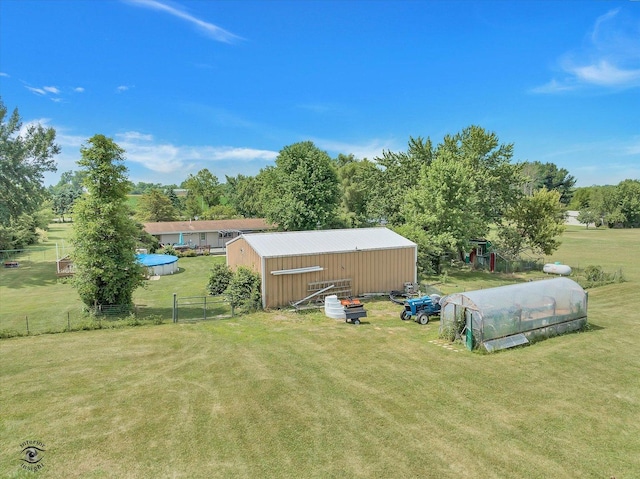 944 E County Line Rd, Beecher, IL 60401 - view of yard featuring a pole building, an outdoor structure, and view of wooded area