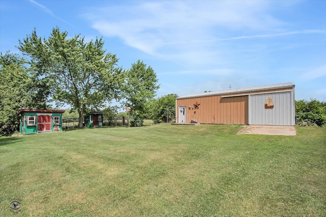 944 E County Line Rd, Beecher, IL 60401 - view of grassy yard featuring a pole building and a storage shed