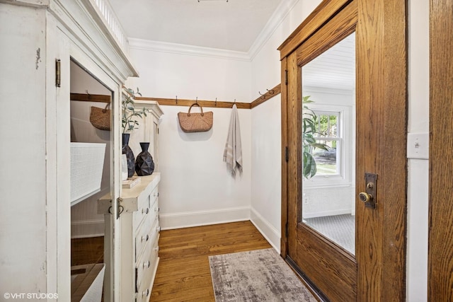 4628 Grand Ave, Western Springs, IL 60558 - mudroom featuring wood finished floors and ornamental molding