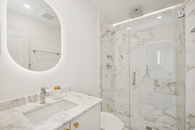 1300 N Lake Shore Dr Unit 21D, Chicago, IL 60610 - bathroom featuring a marble finish shower and vanity