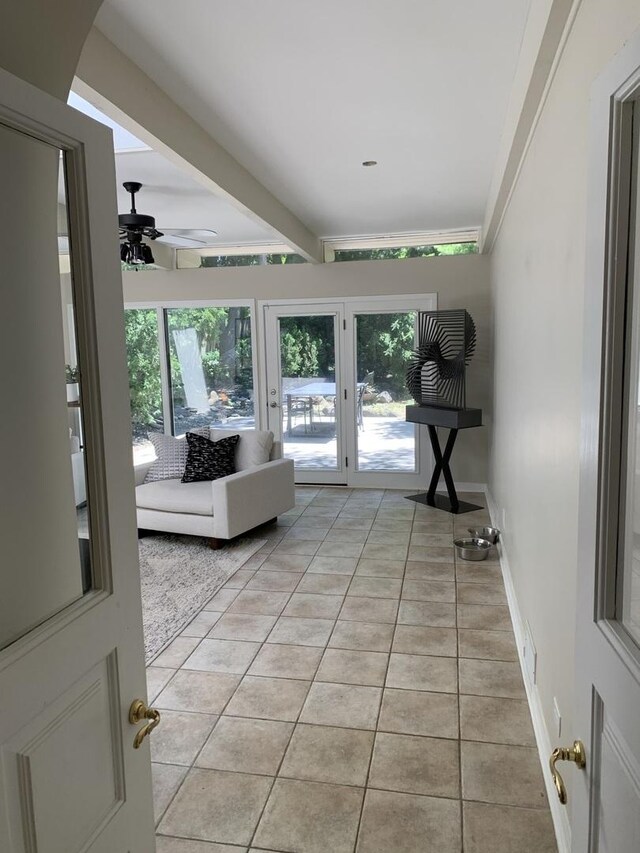 743 Dundee Ave, Barrington, IL 60010 - sunroom / solarium featuring tile patterned floors and beamed ceiling
