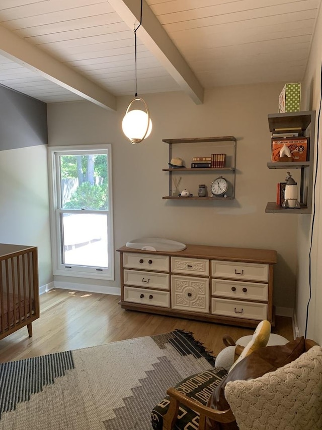 743 Dundee Ave, Barrington, IL 60010 - bedroom featuring wood finished floors and a wood ceiling with exposed beams