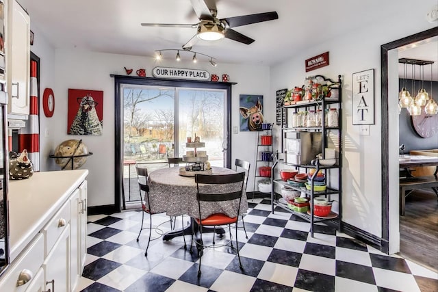 810 Woodhollow Ln, Buffalo Grove, IL 60089 - dining space with light flooring, ceiling fan, and track lighting