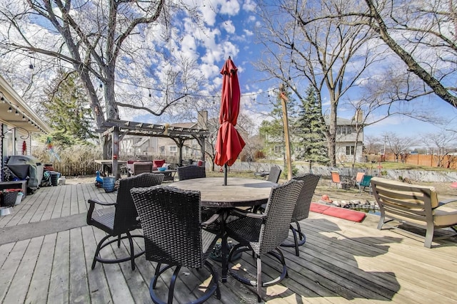 810 Woodhollow Ln, Buffalo Grove, IL 60089 - wooden deck with a pergola, area for grilling, and outdoor dining space