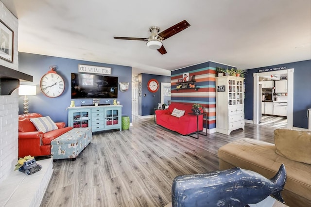 810 Woodhollow Ln, Buffalo Grove, IL 60089 - living room featuring wood finished floors and ceiling fan