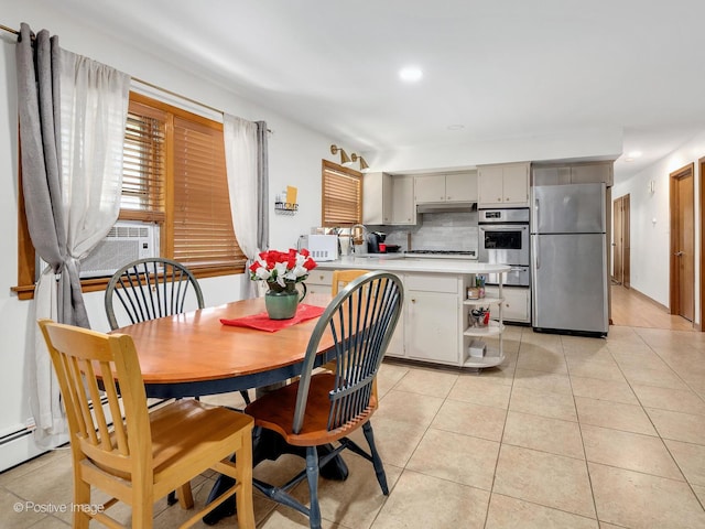 6737 W Lloyd Dr, Worth, IL 60482 - dining space featuring light tile patterned floors, cooling unit, and recessed lighting