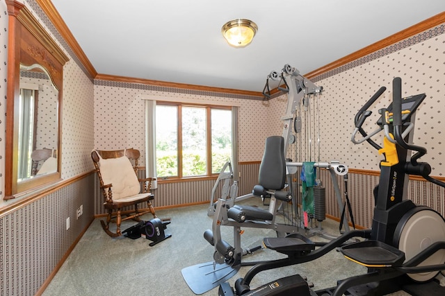 24029 S Plum Valley Dr, Crete, IL 60417 - workout area with wallpapered walls and crown molding