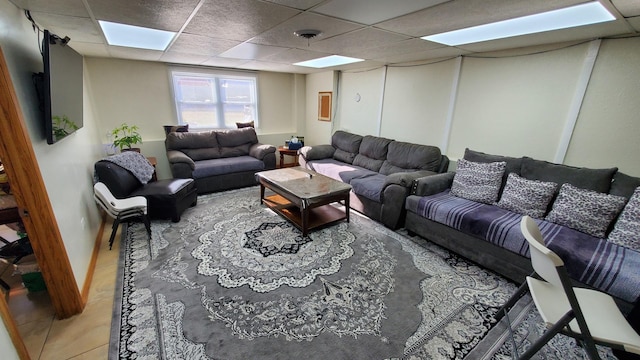 17936 66th Ave, Tinley Park, IL 60477 - living room featuring a paneled ceiling and light tile patterned floors
