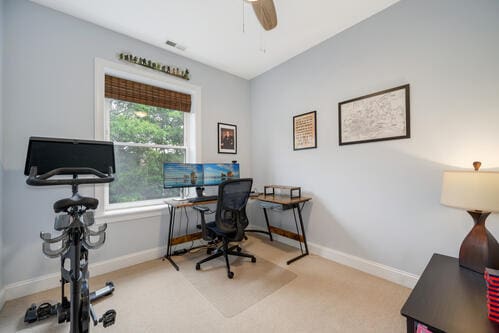 4259 N Ashland Ave Unit 2, Chicago, IL 60613 - carpeted office space featuring baseboards and a ceiling fan