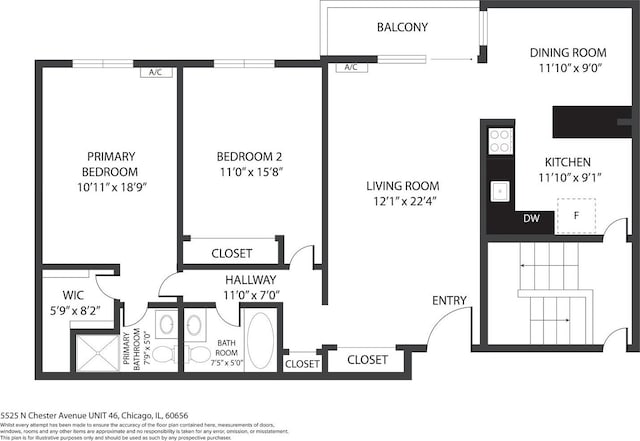 5525 N Chester Ave Unit 46, Chicago, IL 60656 - view of property floor plan