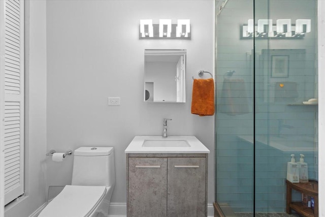 1023 N Hoyne Ave Unit 3B, Chicago, IL 60622 - full bath featuring vanity, a shower stall, and a closet