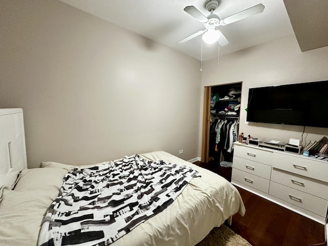 1366 W Greenleaf Ave Unit 3N, Chicago, IL 60626 - bedroom featuring dark wood-type flooring, a closet, and ceiling fan